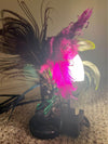 Vintage Cast Iron Flapper Dancer w Peacock Feather Lamp Hollywood Regency Style Home Decor