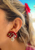 Rave Beaded Red Mushroom w/ Bug Earrings