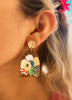 Flower Print Boho Fashion Acrylic Clay Drop Earrings