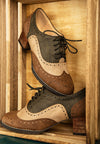 Brown Multi Oxford Spectator Lace Up Mocassin Shoes