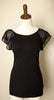 Vintage - Express Chiffon Sleeve Black Stretchy Casual Shirt Top Size Medium