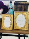 Rachel Zoe Picture Frame Yellow Gold Tone Floral Carved Plate Vintage Style Hollywood Regency Inspired