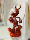 Mickey Mouse Wooden Figurine Pop Art Paint Drip Brown & Orange Ooak