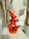 Mickey Mouse Wooden Figurine Pop Art Paint Drip Brown & Orange Ooak