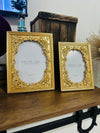 Rachel Zoe Picture Frame Yellow Gold Tone Floral Carved Plate Vintage Style Hollywood Regency Inspired