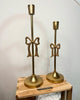 Antique Gold Vintage Style Hollywood Regency Bow Candle Holders Tapered Victorian Set Of 2