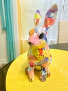 Country Vintage Style Multi Colored Floral Pattern Easter Bunny Figurine Home Decor Retro
