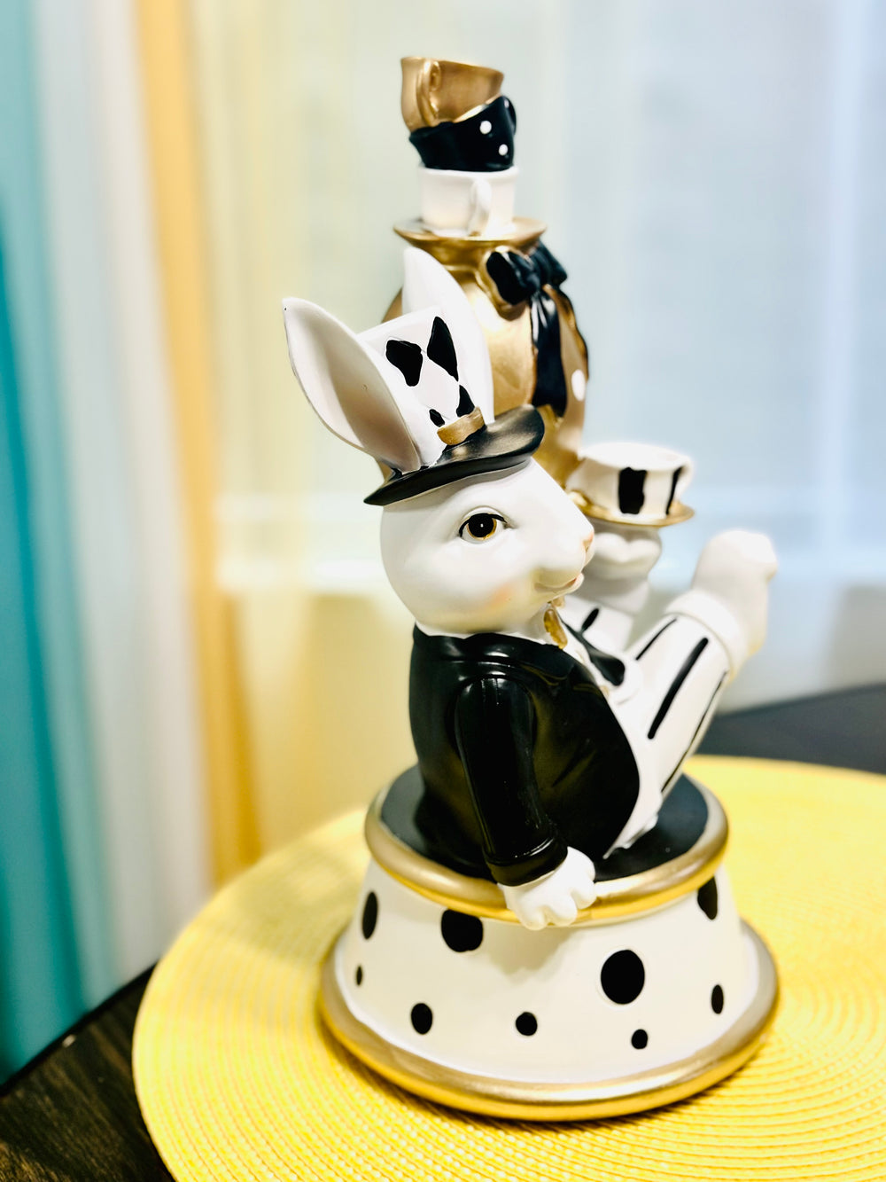 Martha Stewart Bunny Figurine Alice In Wonderland Cup Balancing Easter Decor