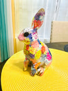 Country Vintage Style Multi Colored Floral Pattern Easter Bunny Figurine Home Decor Retro