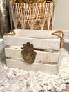 Antique Gold Hand Painted Hamsa w/ All Seeing Eye Adornment Wooden Crate ~Organizer Box