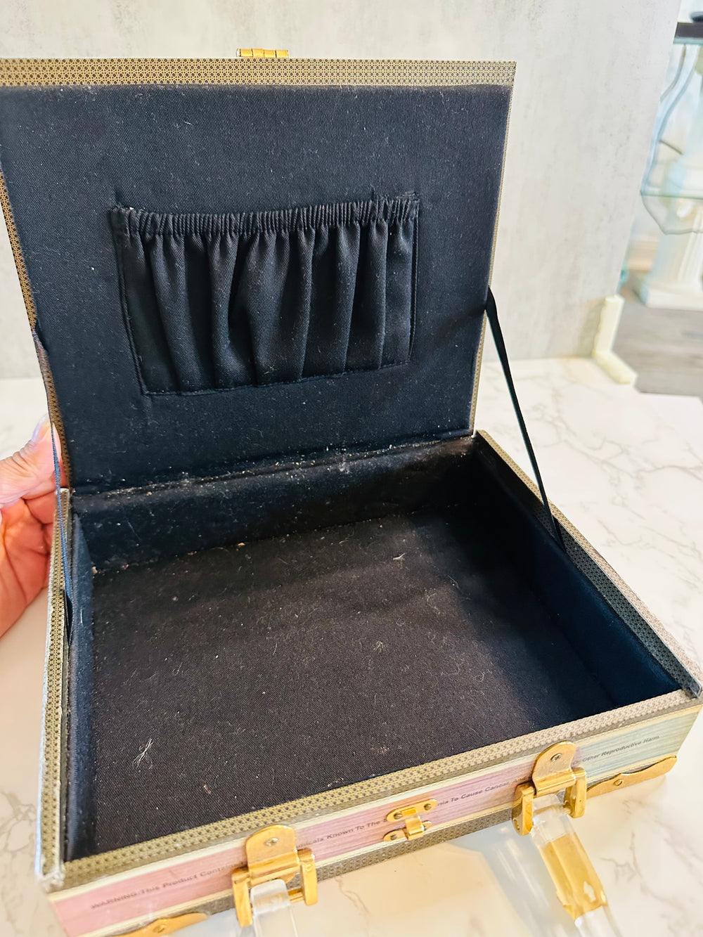 Vintage Cigar Box Ashley M Angel Cherub Beaded Jewelry Treasure Box Purse