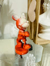 Mickey Mouse Wooden Figurine Pop Art Paint Drip Brown & Orange Ooak
