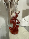 Mickey Mouse Wooden Figurine Pop Art Paint Drip Brown & Orange Ooak