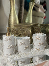 Bathroom 3 Piece Set Toothbrush Lotion~ Cotton ~ Swab Holder Shabby Chic Golden Bow Victorian Hollywood Regency