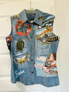 Made in Italy Brand Name Jean Button Vintage Jacket YK2 Pin Up Girl Retro