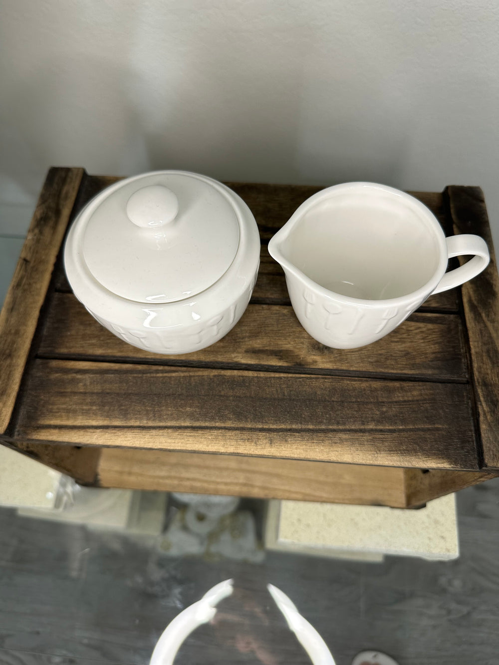 Mini Sugar Bowl & Cream Porcelain Set ~ Shabby Chic