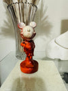 Mickey Mouse Wooden Figurine Pop Art Paint Drip Brown & Orange Ooak
