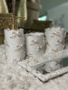 Bathroom 3 Piece Set Toothbrush Lotion~ Cotton ~ Swab Holder Shabby Chic Golden Bow Victorian Hollywood Regency