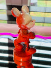 Mickey Mouse Wooden Figurine Pop Art Paint Drip Brown & Orange Ooak