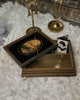Antique Victorian Wood Trinket Jewelry Box Mirror Gold 19th Century