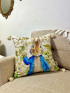 Beatrix Potter Peter Rabbit Farm Home Decor Cushion Sofa Bed Throw Pillows w Tassels Vintage Style 18” Easter Set of 3