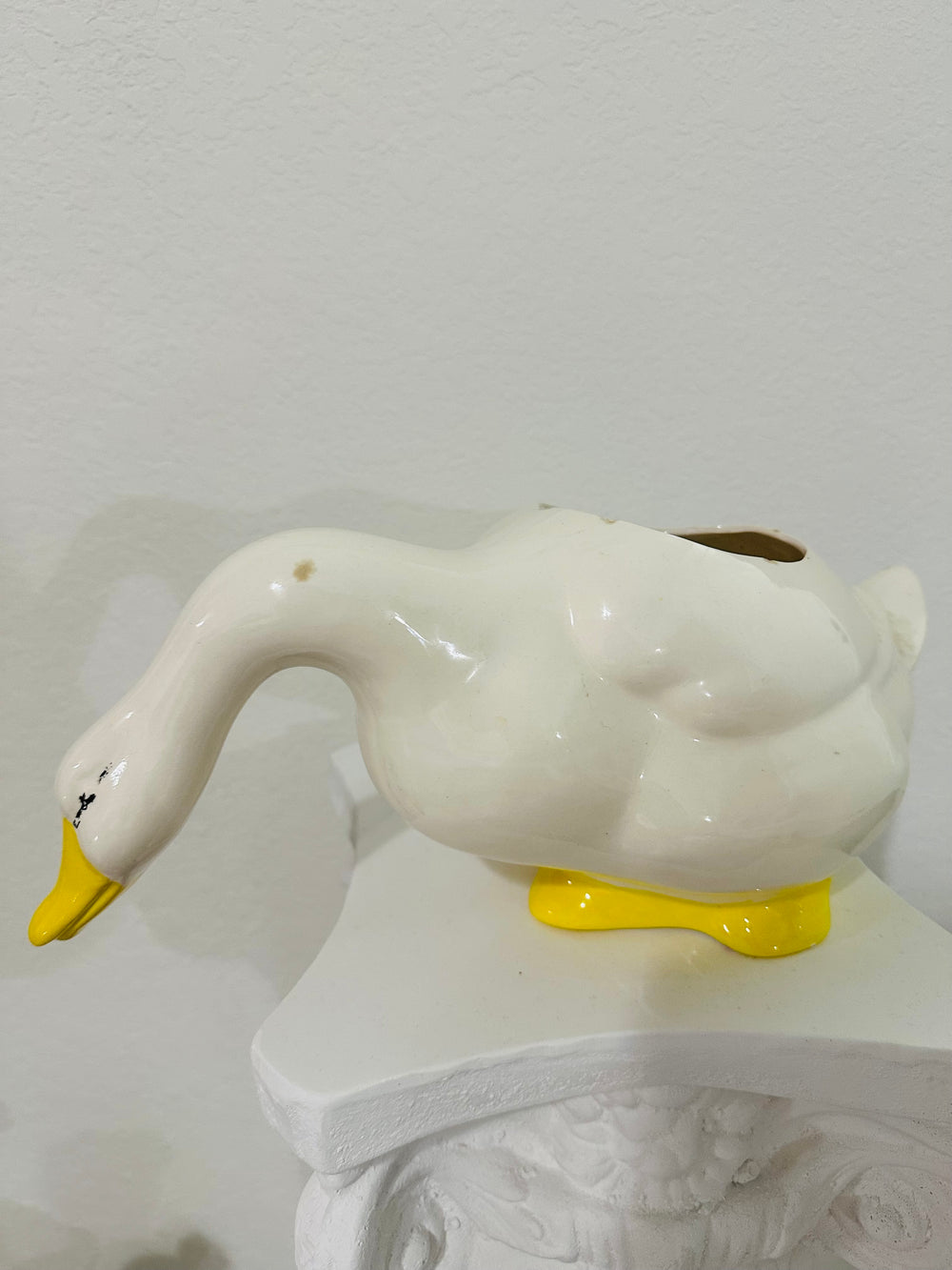 Vintage Goose Duck Planter Shelf Sitter Ceramic Plant Holder Figurine Sculpture Farmhouse Home Decor