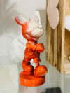 Mickey Mouse Wooden Figurine Pop Art Paint Drip Brown & Orange Ooak