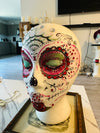 Handmade OOAK Mannequin Foam Head Rhinestone Dia De Los Muertos Home Decor Zombie