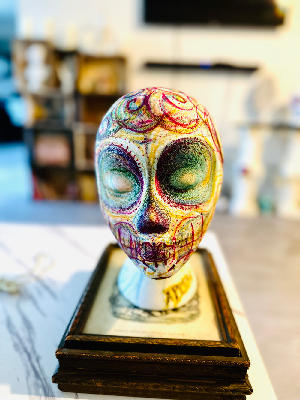 Handmade OOAK Mannequin Foam Head Dia De Los Muertos Zombie Halloween Home Decor