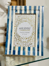 Blue & White Portofino Stripe Picture Photo Frame 4x6  Bone Made Chic Vintage Style Home Decor