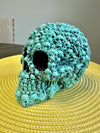 Blue & Black Handmade Resin Statue Garden Skull Head Skull Skelleton Pattern Vintage Oddity