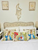 Beatrix Potter Peter Rabbit Farm Home Decor Cushion Sofa Bed Throw Pillows w Tassels Vintage Style 18” Easter Set of 3