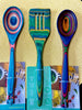 Colorful Art Pakka Wood Solid Spoon - Pakkawood - Hygenic Salad Cooking Utensils - Non Stick Pan Water Resistant Slotted Turner - House Warming Gift