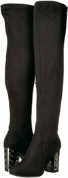 Carlos Santana Thigh High Wide Calf Women's Quantum Fashion Gothic Rave Boots w Metallic Heels 9.5