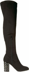 Carlos Santana Thigh High Wide Calf Women's Quantum Fashion Gothic Rave Boots w Metallic Heels 9.5