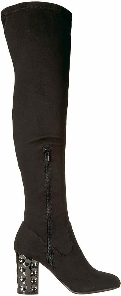 Carlos Santana Thigh High Wide Calf Women's Quantum Fashion Gothic Rave Boots w Metallic Heels 9.5