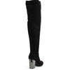 Carlos Santana Thigh High Wide Calf Women's Quantum Fashion Gothic Rave Boots w Metallic Heels 9.5