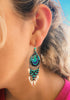 Handmade in Brazil Silver Danggling Earrings w/ Blue Beads Native American Indian Boho