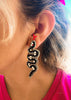 Gold and Black Beaded Snake Twist Earrings Boho Hippie Festival