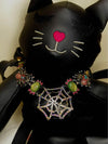 Betsey Johnson Rhinestone Necklace w Spider Web and Crabs gothic / Rave
