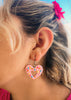 Cosplay Pink Heart Shaped Donut Earrings