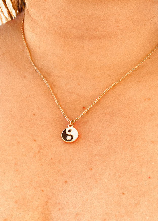 Ying and Yang Pendant Necklace in Gold