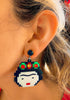 8 Bits Retro Boho Hippie Frida Kahlo Acrylic Earrings