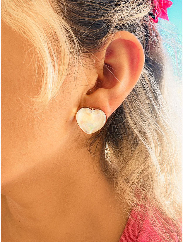 2 Pairs of Rave Festival Holographic Clear Star & Heart Shape Stud Earrings