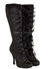 4 Inch Heel Knee High Satin Boots w Bows