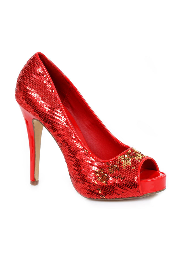 4 HEEL OPEN TOE GLITTER PUMPS
