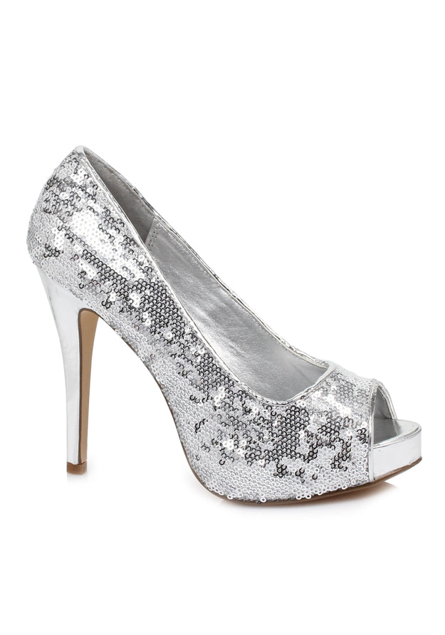 4 HEEL OPEN TOE GLITTER PUMPS