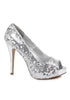 4 HEEL OPEN TOE GLITTER PUMPS