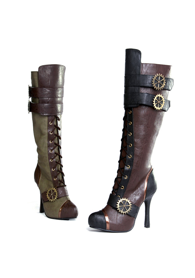 4 Knee High Steampunk Boot With Laces. Women SharpSpirit