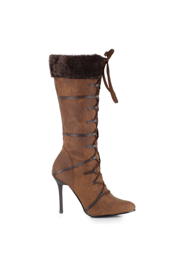 4 Heel Knee High Boot W/Fur.